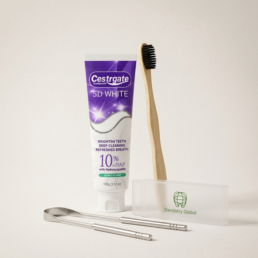 Kompleti Complete Oral Care — Pastrues Premium, 5D White dhe Furçë Bamboo
